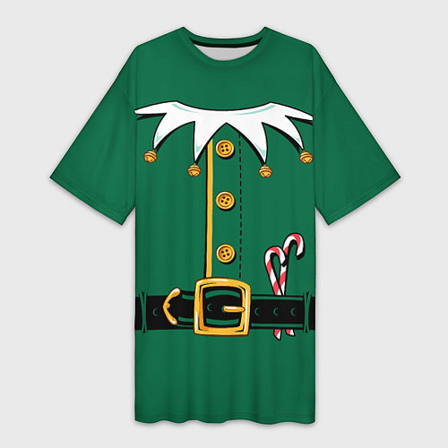 Женская длинная футболка Christmas Elf Outfit / 3D-принт – фото 1