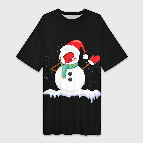 Женская длинная футболка Cartoon Dab Snowman / 3D-принт – фото 1