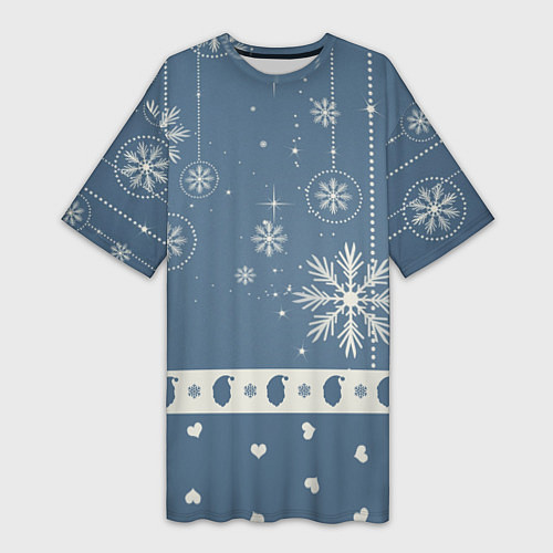 Женская длинная футболка Капелька новогоднего настроения / 3D-принт – фото 1