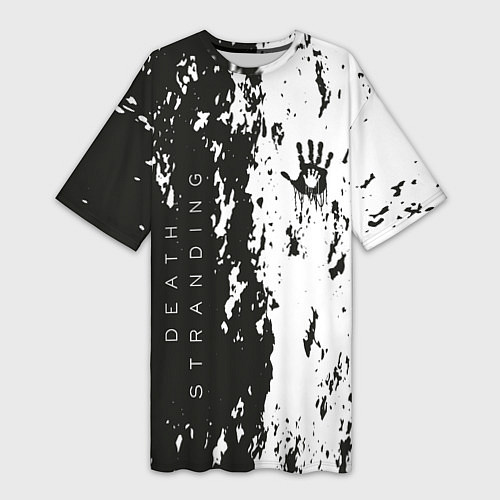 Женская длинная футболка Death Stranding Black & White / 3D-принт – фото 1
