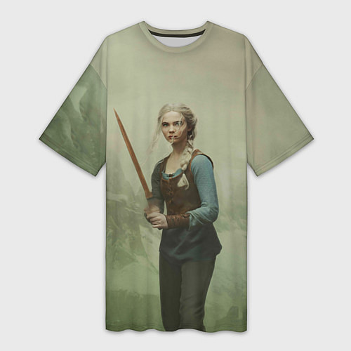 Женская длинная футболка Цири Ведьмак 2 / 3D-принт – фото 1