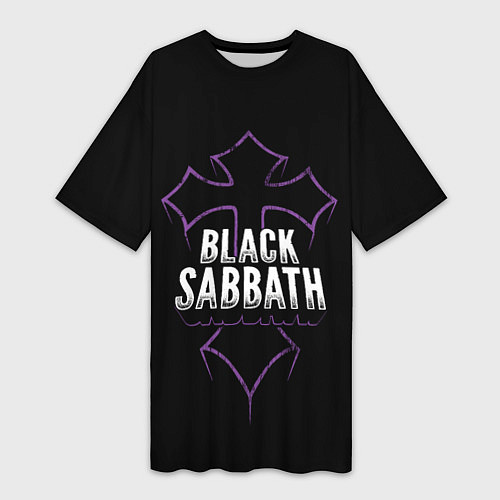 Женская длинная футболка Black Sabbat Cross / 3D-принт – фото 1