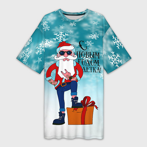 Женская длинная футболка Hipster Santa 2022 / 3D-принт – фото 1