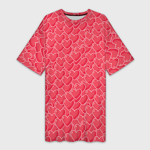 Женская длинная футболка Моя Любовь сердечки / 3D-принт – фото 1