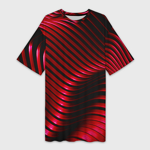 Женская длинная футболка Волны красного металла / 3D-принт – фото 1