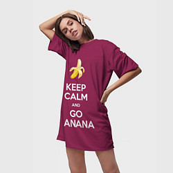 Футболка женская длинная Keep calm and go banana, цвет: 3D-принт — фото 2