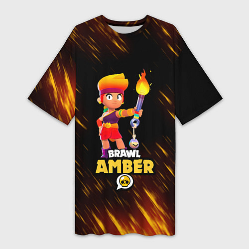 Женская длинная футболка Brawl Stars - Amber / 3D-принт – фото 1