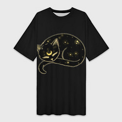 Женская длинная футболка Космический Кот Целестиал