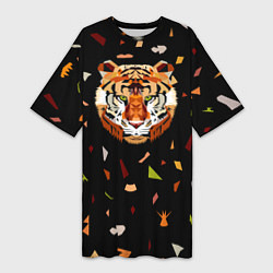 Женская длинная футболка Кусочки Тигра