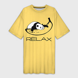 Женская длинная футболка Relax - панда на банане