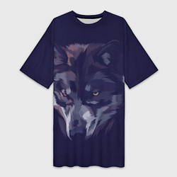 Женская длинная футболка Одинокий волк в ожидании
