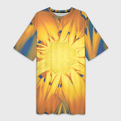 Женская длинная футболка Солнечный цветок Абстракция 535-332-32