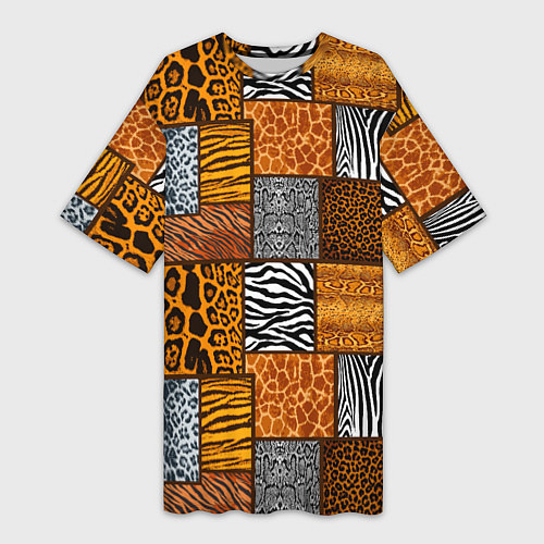 Женская длинная футболка Тигр, полосы, 2022 / 3D-принт – фото 1