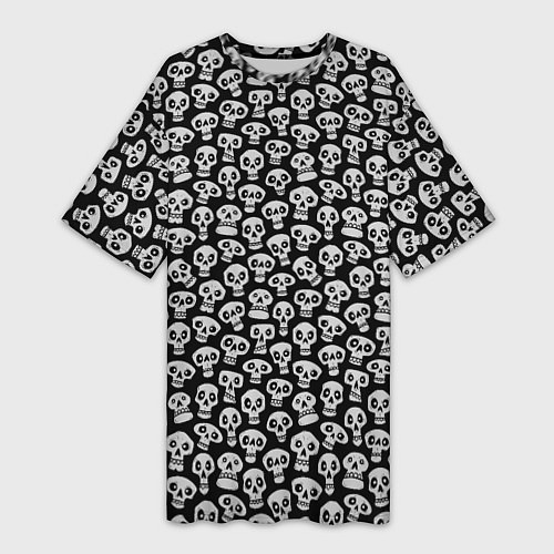 Женская длинная футболка Funny skulls / 3D-принт – фото 1