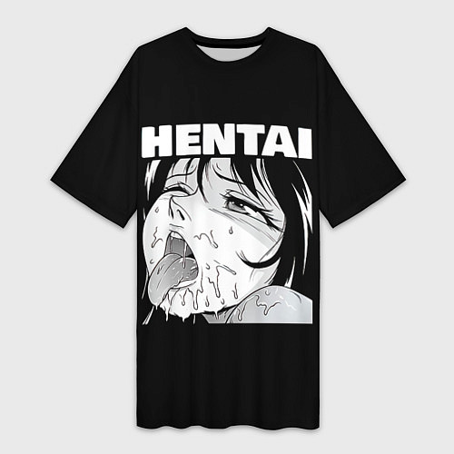 Женская длинная футболка HENTAI девочка ahegao / 3D-принт – фото 1
