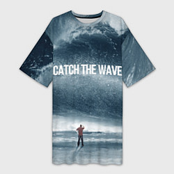 Футболка женская длинная Волна мыслей, цвет: 3D-принт