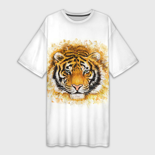 Женская длинная футболка Дикий Тигр Wild Tiger / 3D-принт – фото 1
