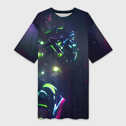 Женская длинная футболка Космическая битва / 3D-принт – фото 1
