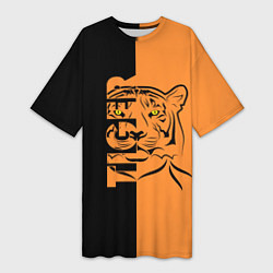 Женская длинная футболка Тигр - Tiger
