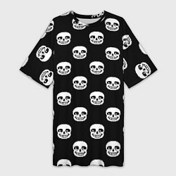 Женская длинная футболка UNDERTALE SANS SKULL FACE PATTERN УЗОР