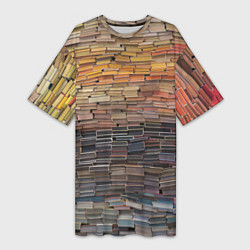 Женская длинная футболка Книжные кирпичики знаний