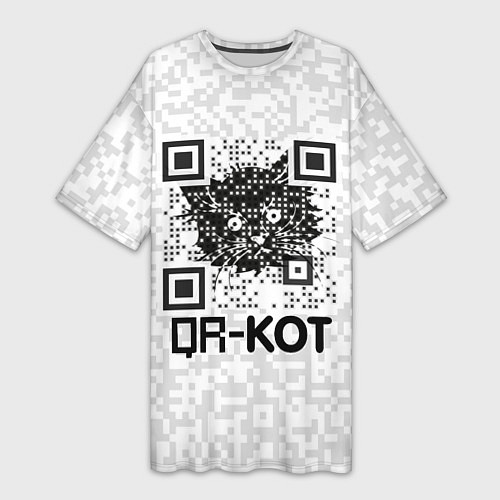 Женская длинная футболка QR код котик / 3D-принт – фото 1