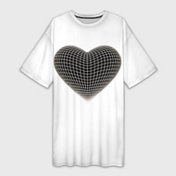 Футболка женская длинная HEART PRINT, цвет: 3D-принт