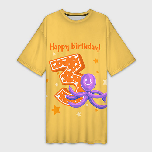Женская длинная футболка Третий день рождения / 3D-принт – фото 1
