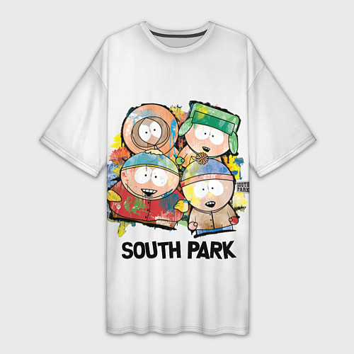 Женская длинная футболка South Park - Южный парк краски / 3D-принт – фото 1