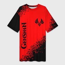 Женская длинная футболка GENSHIN IMPACT - АНЕМО Краска