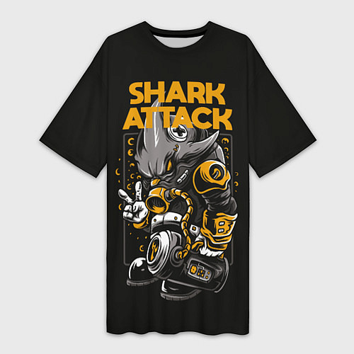Женская длинная футболка Shark blast / 3D-принт – фото 1