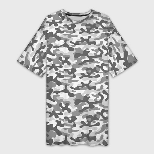 Женская длинная футболка Серый Городской Камуфляж / 3D-принт – фото 1