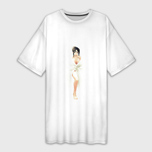 Женская длинная футболка Девушка за зановесккой / 3D-принт – фото 1