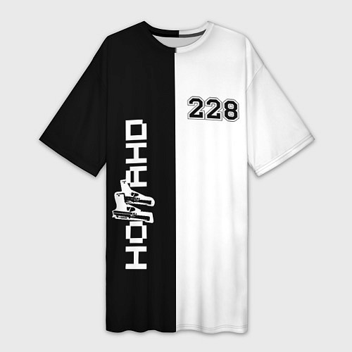 Женская длинная футболка 228 Black & White / 3D-принт – фото 1