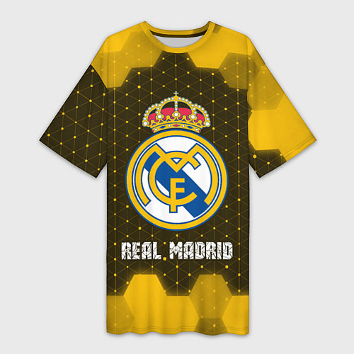 Женская длинная футболка РЕАЛ МАДРИД Real Madrid Графика / 3D-принт – фото 1