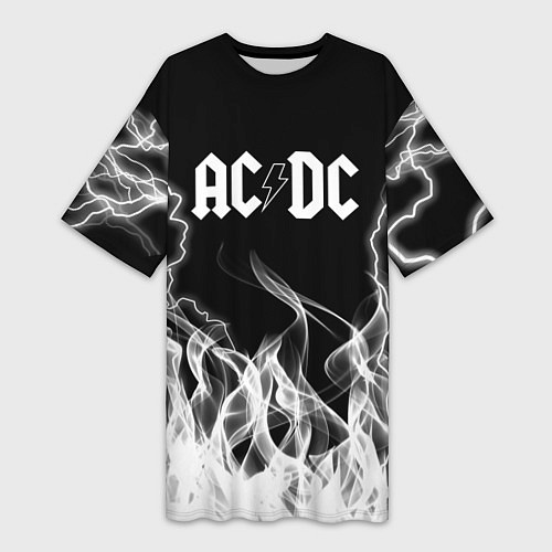 Женская длинная футболка ACDC Fire / 3D-принт – фото 1