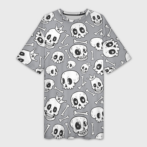 Женская длинная футболка Skulls & bones / 3D-принт – фото 1