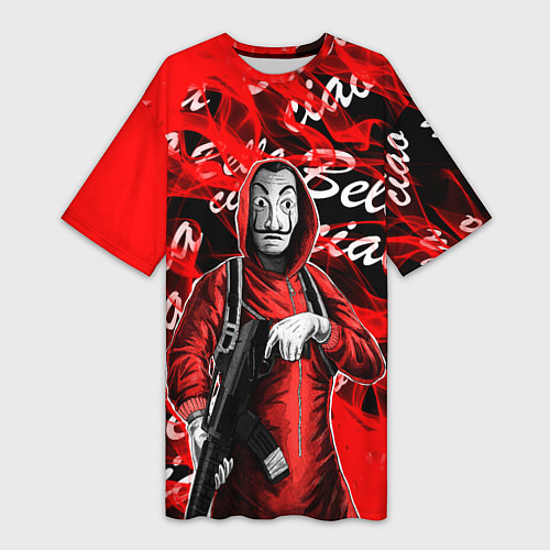 Женская длинная футболка Бумажный дом огонь / 3D-принт – фото 1