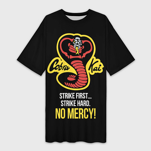 Женская длинная футболка Cobra Kai - No mercy! / 3D-принт – фото 1