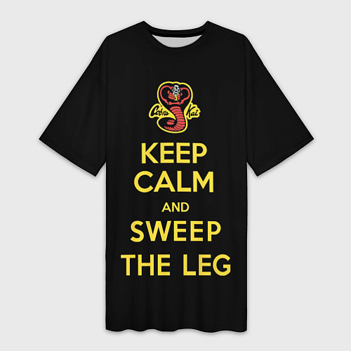 Женская длинная футболка Keep calm and sweep the leg / 3D-принт – фото 1