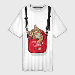 Женская длинная футболка Карманный котенок