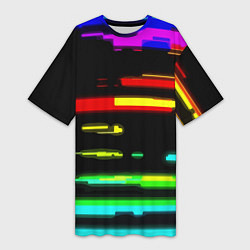 Футболка женская длинная Color fashion glitch, цвет: 3D-принт