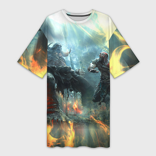 Женская длинная футболка God of War Fighting / 3D-принт – фото 1