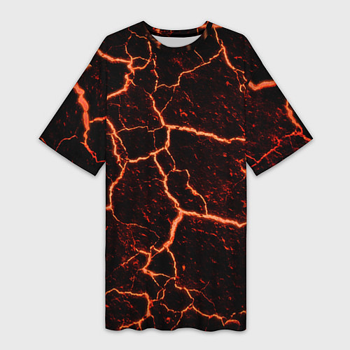 Женская длинная футболка Раскаленная лаваhot lava / 3D-принт – фото 1