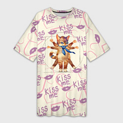 Женская длинная футболка Kiss meкошечки