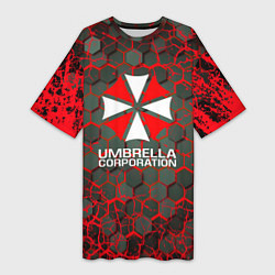 Футболка женская длинная Umbrella Corporation соты, цвет: 3D-принт