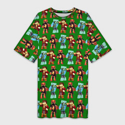 Женская длинная футболка Minecraft heros pattern