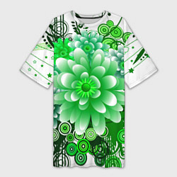 Женская длинная футболка Яркая пышная летняя зелень