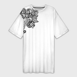 Женская длинная футболка Черно Белые КруЖева