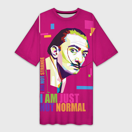 Женская длинная футболка Salvador Dali: I am just not normal / 3D-принт – фото 1